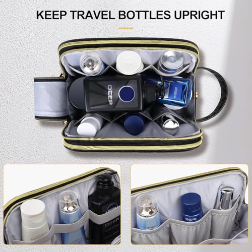 Lacdo Toiletry Bag for Men Travel Toiletry Organizer Dopp Kit Water-resistant Shaving Bag Toiletries Bag Large Capacity for Toiletries Accessories, Black