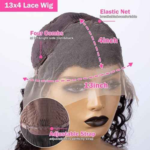 Short Bob Wigs 13x4 Deep Curly Lace Front Wigs Human Hair For Black Women 250 density Glueless HD Lace Front Wigs Human Hair Pre Plucked with Baby Hair Natural Hairline 10 Inch¡¦