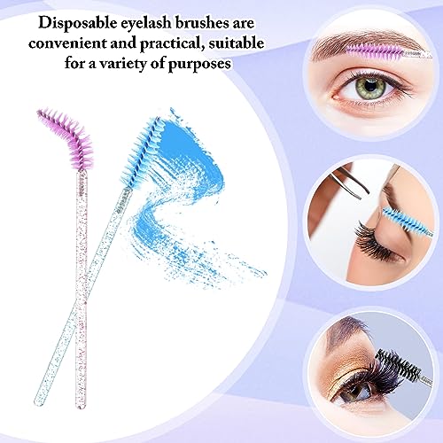 Skylety 1000 Pcs Disposable Mascara Wands Bulk Eyelash Brush Spoolies Makeup Applicator Eyelash Wands for Eye Lash Extension, Eyebrow Comb, 3.9 x 0.2 x 0.3 Inch(Glitter,Colorful)