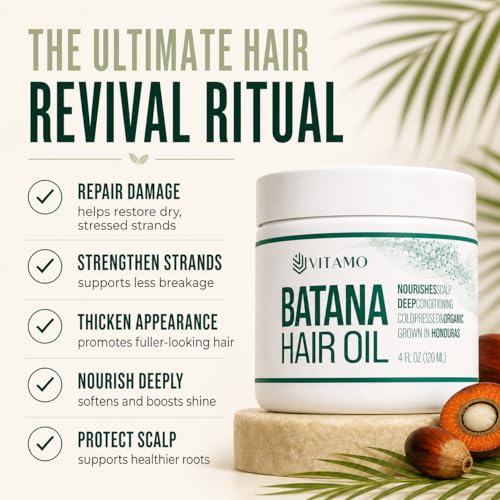 Vitamo Organic Batana Hair Growth Oil - Cold Pressed for Men & Women