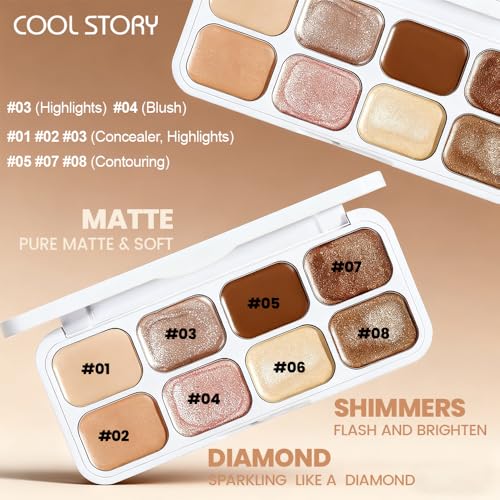 8-Color Eyeshadow Palette - Metallic & Shimmer, Waterproof