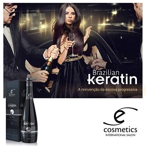 Ecosmetics Deluxe Brazilian Keratin Treatment Organic Semi Definite 1L Brazilian Keratin Treatment | Progressive Brush | Straightening & Smoothing System | Volume Reducer | 100% Straight Hair