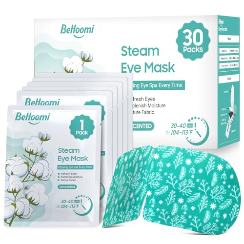 BeHoomi Steam Eye Mask 30-Pack, Self-Heating Warm Compress