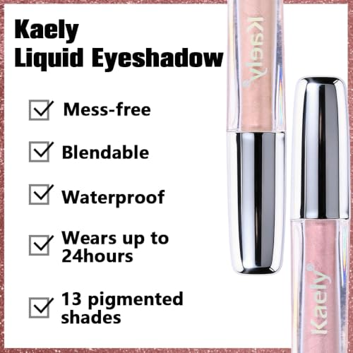 Metallic Liquid Eyeshadow Duo - 2Pcs Rose & Champagne, Long-Lasting