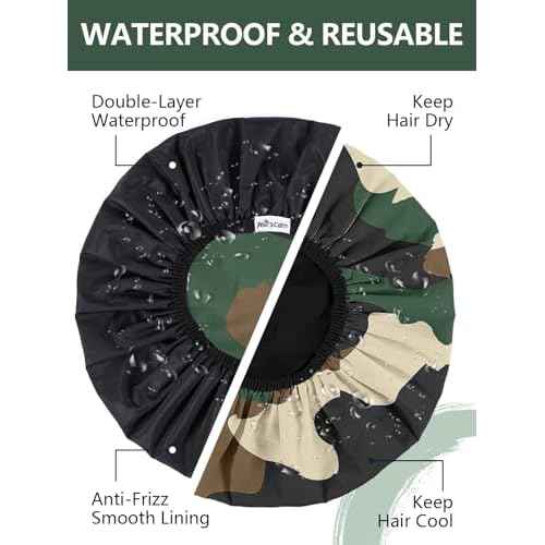 Years calm Shower Cap for Men, Waterproof Reusable Hair Cap with Dual-Layer Design, Reversible Double-Sided Use, Stretchable Elastic Band, Comfortable Fit for Shower, Gym, Hair Care & Travel