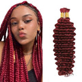 #99J Burgundy Human Braiding Hair Deep Wave Bulk 20 Inch Wine Red