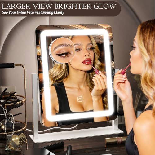 VEIOBFSA 15x13 Inch Lighted Makeup Mirror with USB Power, 10x Magnification