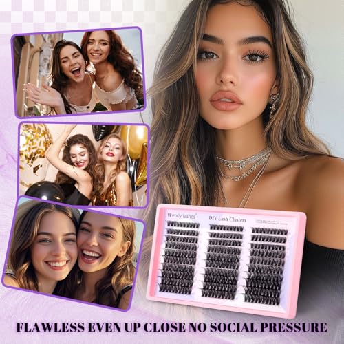 Lash Clusters 60D 300PCS Volume Cluter Eyalshes 9-16mm Wispy Eyelash Clusters Lashes D Curl DIY Lash Exyension Soft Individual Lashes Clusters By WENDY LASHES