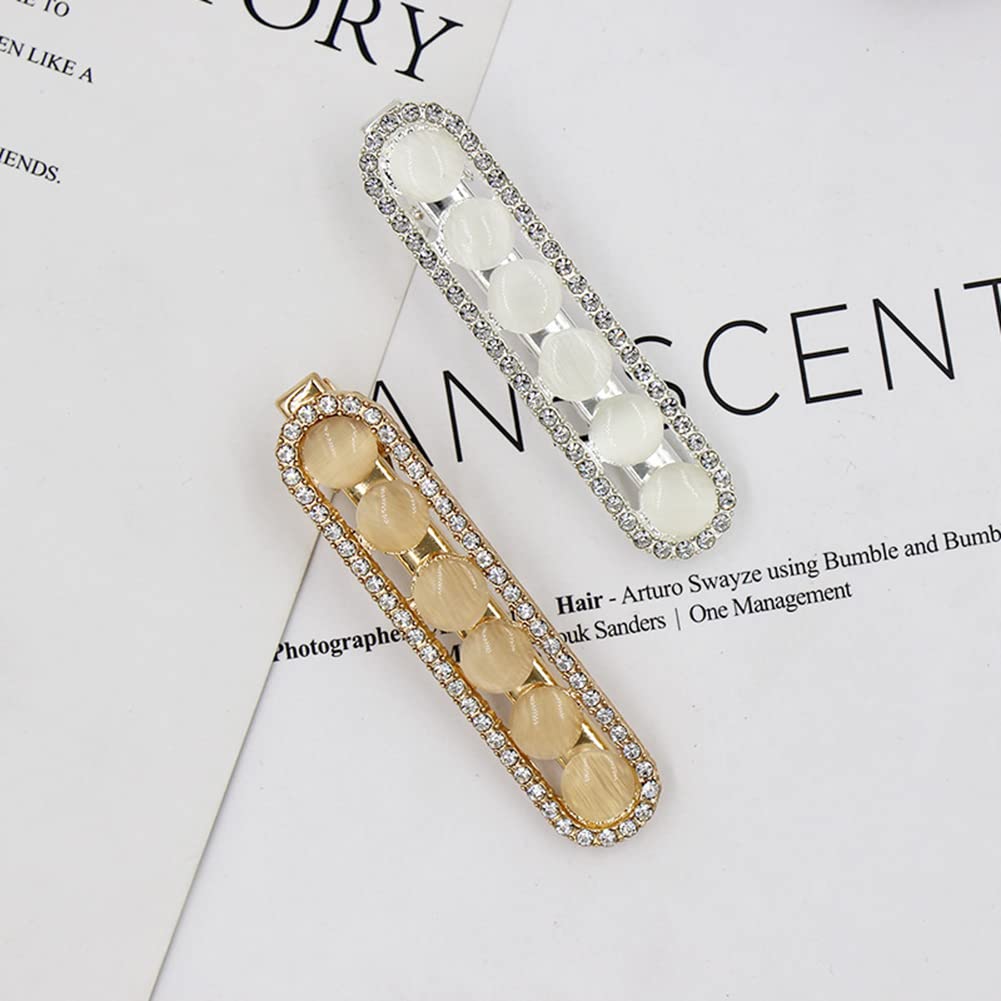 2Pcs Crystal Hair Clips Wedding Bobby Pin Pretty Hair Barrettes Cute Rhinestone Hair Clip Rhinestone Pearl Hair Accessories for Women and Girls