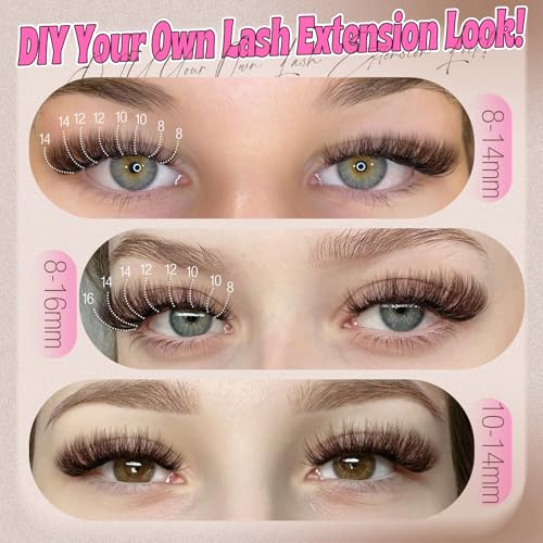 Yawamica 50D Brown Lash Clusters Kit: Fluffy DIY Eyelash Extensions (10-16mm) with Bond & Tweezers