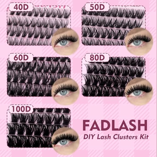 FADLASH Lash Clusters Kit 40D+50D+60D D Curl 8-16mm