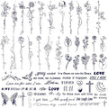 Semi-Permanent Tattoos for Adult - 2 Weeks Long Last Small Flower Words Tattoos for Women Men Hand Neck Body/Fades Naturally/No Reflection/Waterproof/Realistic, Minimal Line Art