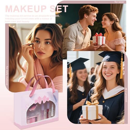 Makeup Kit: Brown Lip Liner, Pink Eyeshadow & Cream Blush Set