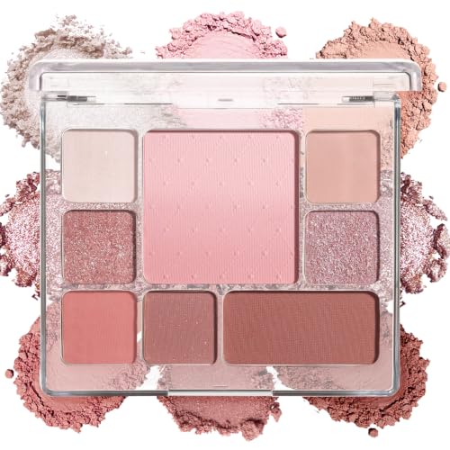 MOOMARTO All-in-One Makeup Palette with Eyeshadow, Blush & Contour - Soft Rosy