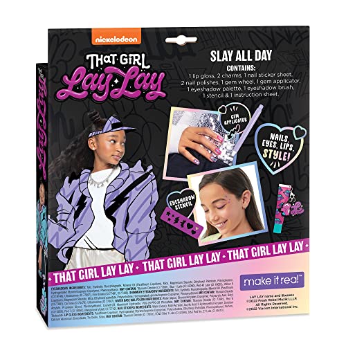 That Girl Lay Lay: Slay All Day Cosmetic Expressions - 12 Piece Set, Make It Real, Nickelodeon, Nails-Eyes-Lips-Style!, Beauty & Makeup Kit, Nail Art, Tweens & Girls, Kids Ages 6+