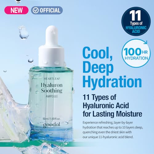 GOODAL Heartleaf Hyaluron Soothing Ampoule + Cream Bundle, Hydration Facial Serum for Glowy Skin, Lightweight Moisturizer, Korean Skincare, K Beauty