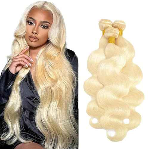22 24 26 Inch Inch Blonde 613 Body Wave Bundles Human Hair Unprocessed Brazilian Virgin Quick Weave Bundles Double Weft for Black Women