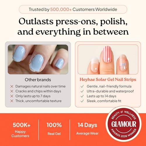 Heyhae Semi Cured Gel Nail Strips - Summer Vibes Salon Quality, 28 Strips