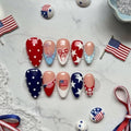 4th of July Press On Nails Medium Almond Red White Blue French Tip 30Pc