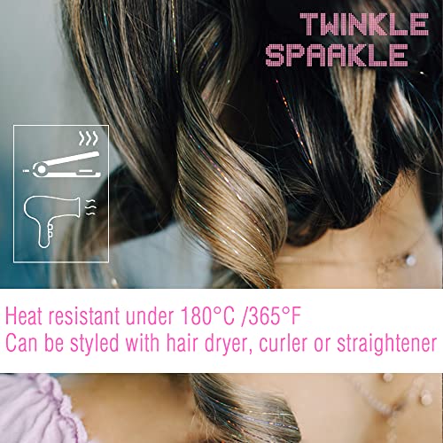 Rainbow Clip-in Hair Tinsel Kit 6Pcs Glitter Extensions for Sparkling Hair