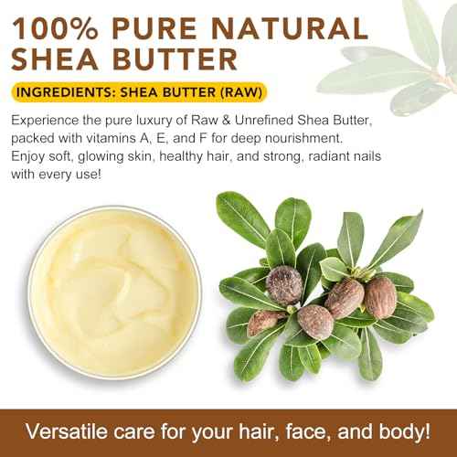 Shea Butter Raw 100% Pure for Hair and Body, Unrefined to Make Lotion for Extremely Dry Skin, DIY Lip Balm, Body Butter and Shea Butter Soap, Natural Moisturizer