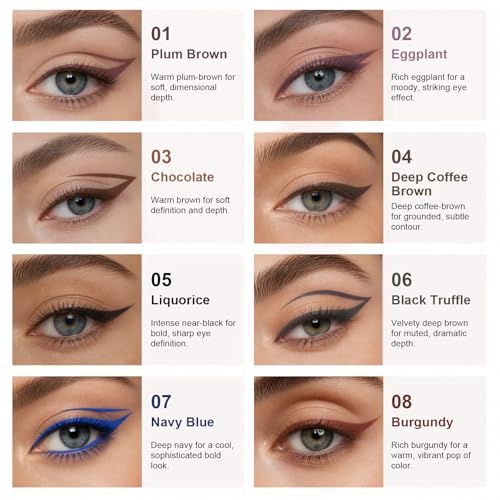 Plum Brown Gel Eyeliner Pencil for Mature Eyes, Waterproof & Smudge-Proof