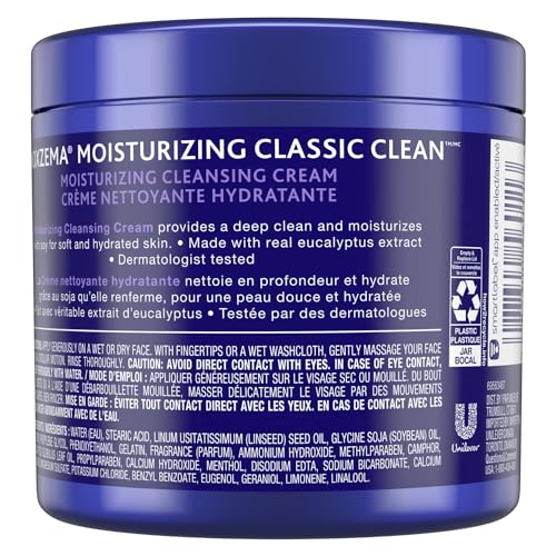 Noxzema Classic Clean Original Deep Cleansing Cream for Soft & Smooth Skin – Real Eucalytpus Extract Noxzema Moisturizing Cleansing Cream Face Wash, 12 Oz Ea (Pack of 4)