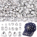 120 PCS White Sew-On Rhinestones Mixed Shapes Glass Gems
