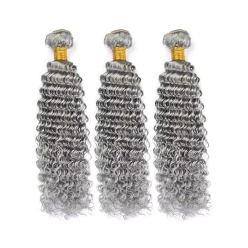Gray Deep Wave Hair Bundles - 28, 30, 32 Inch Unprocessed Brazilian Virgin Hair - 3 Pack