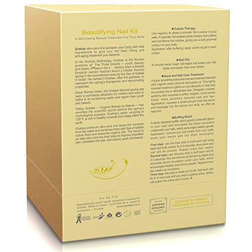 Organic Beauty By Nature Nail buffer Kit/Set - for Salon Quality Manicure - Nail Filing Kit with 3- Step shine Buffer, Cuticle Oil, Hand Lotion - Manicure Set - Green Tea and Ginger