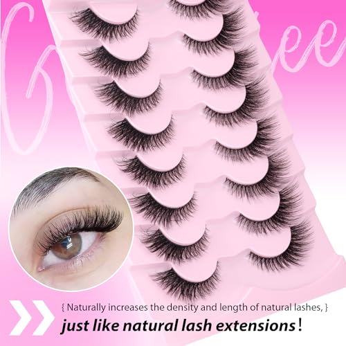 Wispy Fox Eye Lashes - Faux Mink Clear Band (8 Pairs)