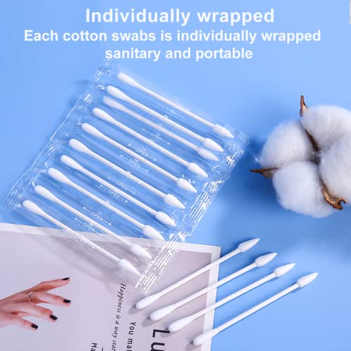 200 Count Individually Wrapped Cotton Swabs - Double Tipped for Beauty Care