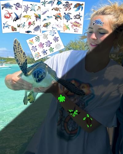 Luminous Turtle Temporary Tattoos Glow Dark 168 Pieces
