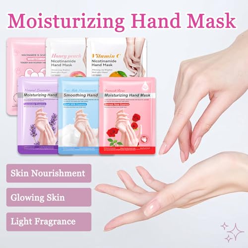 Hydrating Hand Mask Gloves Set (6-Pack) - Exfoliating Spa Moisturizer