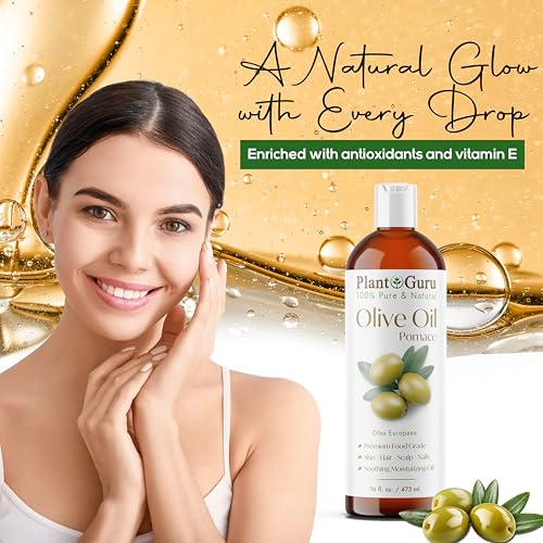 Olive Oil Pomace 32 fl. oz. 100% Pure Natural Carrier Moisturizer For Skin, Body, Face And Hair Growth. Great For DIY Soap Making, Cosmetics and Massage.