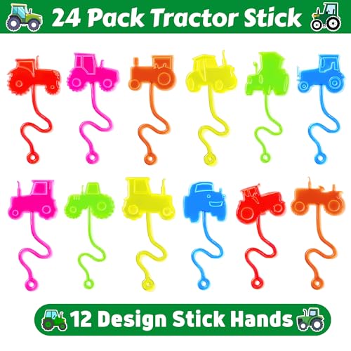 48-Piece Tractor Party Favors - Sticky Hands & Temporary Tattoos