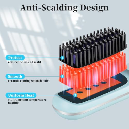 Cordless Straight Hair Brush with LED Display & 3 Heat Settings
