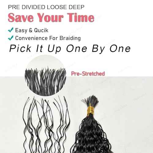 Pre-Divided Curly Bulk Human Hair For Boho Braids Loose Deep Wave Bulk Human Hair For Braiding Double Drawn Extensions (320 Roots)16inch/100g