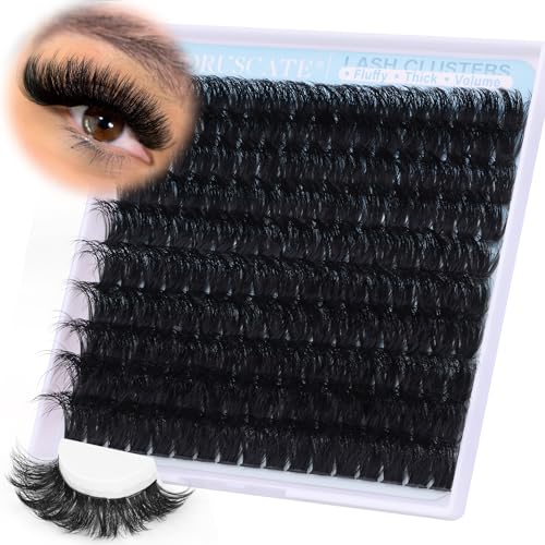 Fluffy Lash Clusters Long Eyelash Clusters, 180D Thick Cluster Eyelash Extensions 14-20mm Individual Lashes Look Like Lash Extension 170pcs Dramatic Eyelashes DIY Volume Lashes Strip