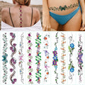 Long Lasting Flower Temporary Tattoo - 10 Sheet Set