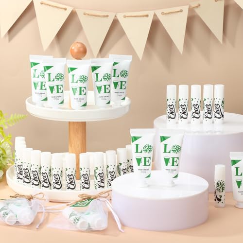 144 Pcs Cheerleading Lip Balms Hand Cream Sets Green Cheerleading Party Supplies Including 36 Lip Balm and Moisturizing Hand Cream 36 Organza Bags Cards and Ropes for Team Thank You Gifts