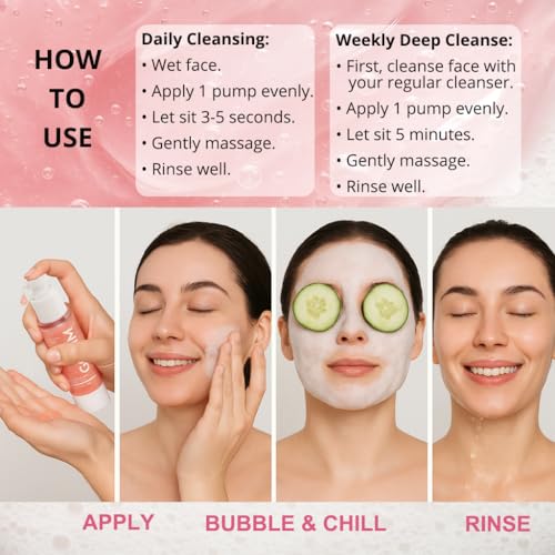 GONIM Face Wash Bubble Facial Cleanser with 3s Self-Foaming, Daily Face Wash for Makeup Remover, Collagen + Ceramides + Niacinamide, Weekly Face Mask for Oily Skin Deep Cleansing Skin Care 50g/1.76oz