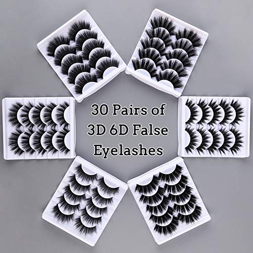 AROIC 30 Pairs False Eyelashes - 3D Volume Wispy Reusable Lashes