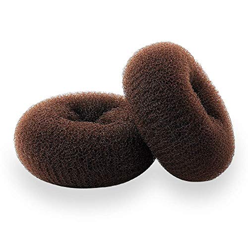Large Hair Donut Bun Maker Set - 2 Pack Brown for Thick & Long Hair - Trendy Hairstyles