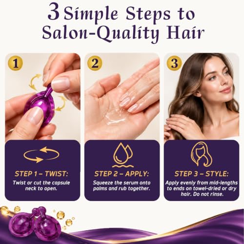 Amococo 2 Packs Hair Oil Capsules with Keratin, Argan & Jojoba - Nourishing Treatment for Dry & Damaged Hair