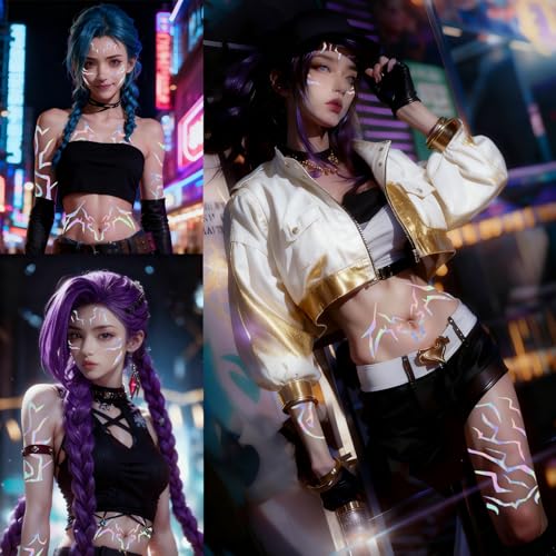 8 Pcs Holographic Temporary Tattoo Stickers for Cosplay