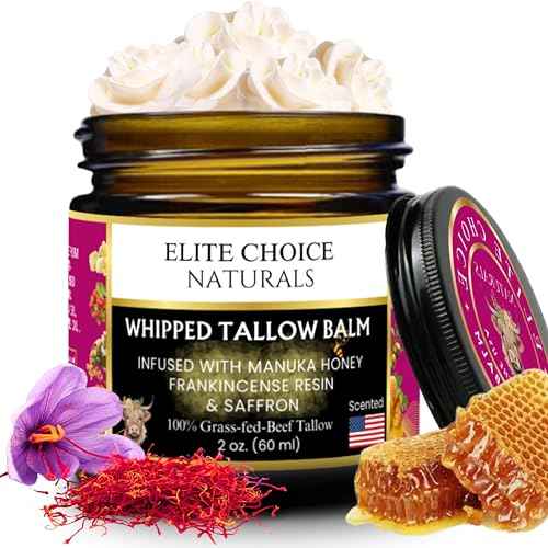Whipped Tallow Honey Balm ? Grass-Fed Beef Tallow infused with Organic Manuka Honey, Rosehip, Jojoba & Olive Oils ? Nourishing Face, Neck & Body Lotion, 100% Organic (Frankincense Scent - 2 oz)
