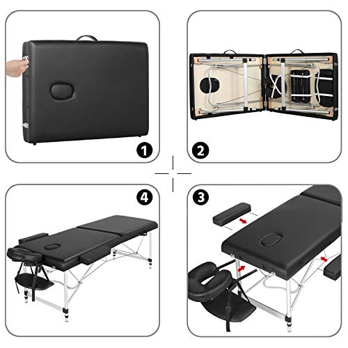 Yaheetech Portable Massage Table - Foldable, Adjustable Height, 28" Wide