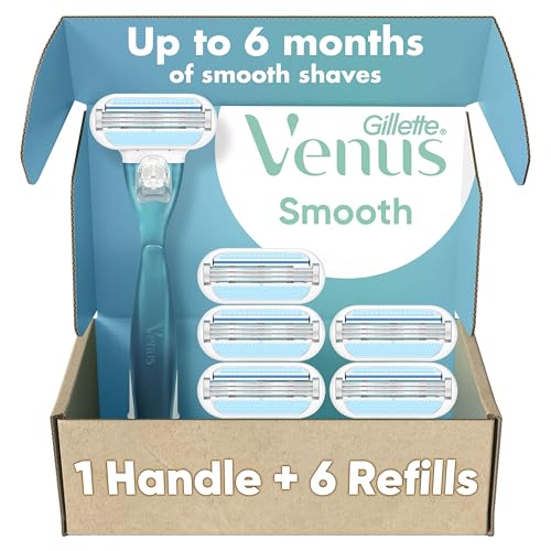 Women's Razor with 6 Refills - Soft-Grip Handle for Smooth Shave