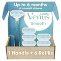 Women's Razor with 6 Refills - Soft-Grip Handle for Smooth Shave